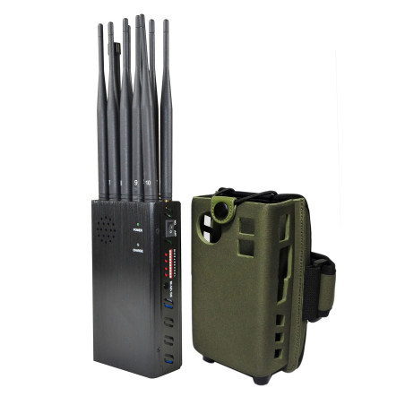 10 Antennas Portable Mobile Phone 3G 4G Jammer LOJACK GPS WiFi Signal Blocker Hacking Spy Gadget Jamming up to 20m All Signal